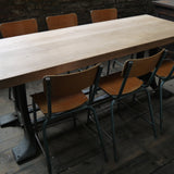 grande table industrielle plateau chene massif pietement fonte