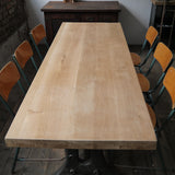 grande table industrielle plateau chene massif pietement fonte