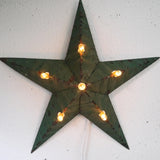 Amish illuminated barn star, green zinc, 55 cm