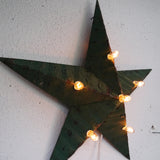 Amish illuminated barn star, green zinc, 55 cm
