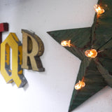 Amish illuminated barn star, green zinc, 55 cm