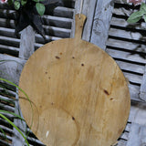 ancienne planche a decouper ronde en bois