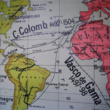 ancienne affiche scolaire grandes explorations et decouvertes du XVe au XIXe siecle