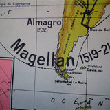 ancienne affiche scolaire grandes explorations et decouvertes du XVe au XIXe siecle