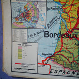 ancienne affiche scolaire Vidal Lablache France Chemins de fer - Principales lignes de navigation