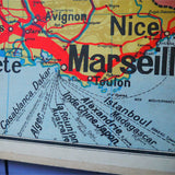 ancienne affiche scolaire Vidal Lablache France Chemins de fer - Principales lignes de navigation