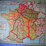 ancienne affiche scolaire Vidal Lablache France Chemins de fer - Principales lignes de navigation