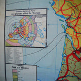 ancienne affiche scolaire Vidal Lablache France Chemins de fer - Principales lignes de navigation