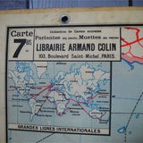 ancienne affiche scolaire Vidal Lablache France Chemins de fer - Principales lignes de navigation