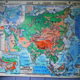 ancienne affiche scolaire Asie carte physique éditions Hatier