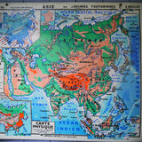 ancienne affiche scolaire Asie carte physique éditions Hatier