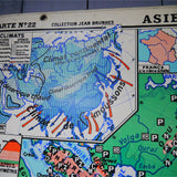 ancienne affiche scolaire Asie carte physique éditions Hatier