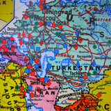 ancienne affiche scolaire Asie carte physique éditions Hatier