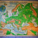 ancienne affiche scolaire Europe physique éditions Hatier