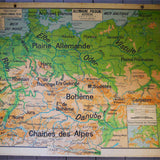 ancienne affiche scolaire Allemagne - Pologne - Autriche. Vidal Lablache