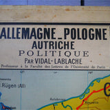 ancienne affiche scolaire Allemagne - Pologne - Autriche. Vidal Lablache