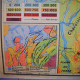 ancienne affiche scolaire Bourgogne - Jura - Les Alpes - France