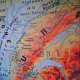 ancienne affiche scolaire Bourgogne - Jura - Les Alpes - France