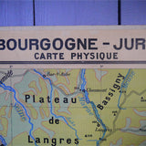 ancienne affiche scolaire Bourgogne - Jura - Les Alpes - France