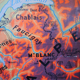 ancienne affiche scolaire Bourgogne - Jura - Les Alpes - France