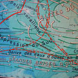 ancienne affiche scolaire Cartes generales des oceans et des mers - Océan Pacifique