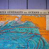 ancienne affiche scolaire Cartes generales des oceans et des mers - Océan Pacifique
