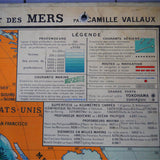 ancienne affiche scolaire Cartes generales des oceans et des mers - Océan Pacifique
