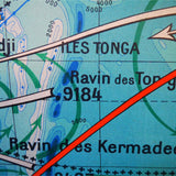 ancienne affiche scolaire Cartes generales des oceans et des mers - Océan Pacifique