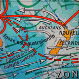 ancienne affiche scolaire Cartes generales des oceans et des mers - Océan Pacifique