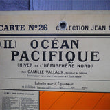 ancienne affiche scolaire Cartes generales des oceans et des mers - Océan Pacifique