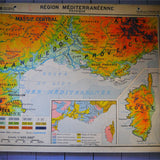 ancienne affiche scolaire région mediterranéenne - Bassin aquitain pyrenées - France