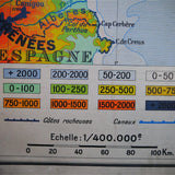 ancienne affiche scolaire région mediterranéenne - Bassin aquitain pyrenées - France