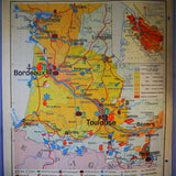 ancienne affiche scolaire région mediterranéenne - Bassin aquitain pyrenées - France