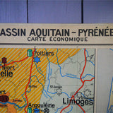 ancienne affiche scolaire région mediterranéenne - Bassin aquitain pyrenées - France
