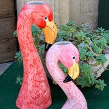 Petit vase à tête de flamant rose en céramique