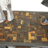 Bureau table industrielle plateau caracteres imprimerie