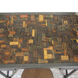 Bureau table industrielle plateau caracteres imprimerie