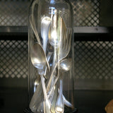 Globe decor of antique silver-plated metal cutlery