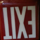 Large exit lamp, red opaline glass, cast iron base