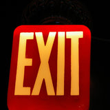 Large exit lamp, red opaline glass, cast iron base