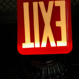 Large exit lamp, red opaline glass, cast iron base