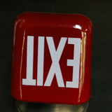 Small exit lamp, red opaline glass, metal base
