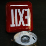 Small exit lamp, red opaline glass, metal base
