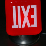 Small exit lamp, red opaline glass, metal base