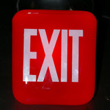 Small exit lamp, red opaline glass, metal base