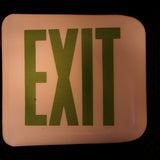 Exit White opaline lamp with green writing and metal base