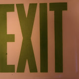 Exit White opaline lamp with green writing and metal base