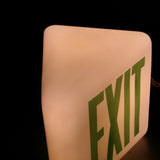Exit White opaline lamp with green writing and metal base