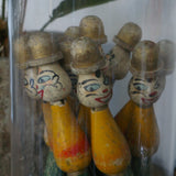 Large globe decorated with antique toy skittles