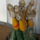 Large globe decorated with antique toy skittles